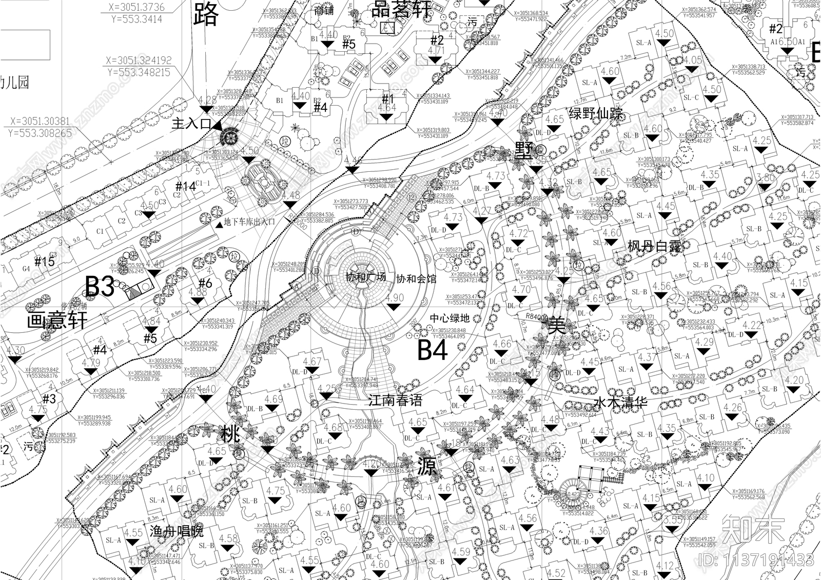 大型别墅区规划总平面图施工图下载【ID:1137191433】