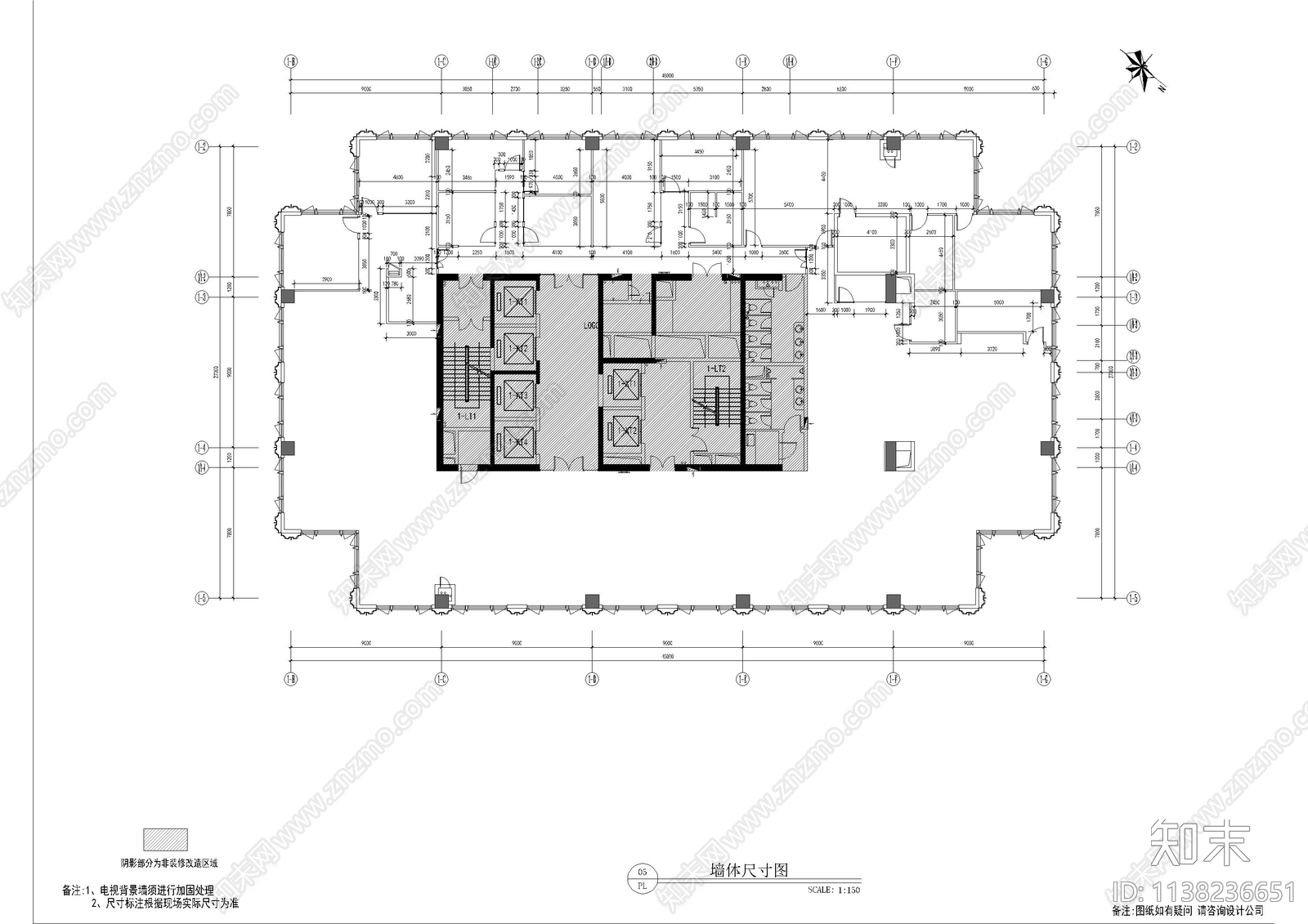 现代办公室cad施工图下载【ID:1138236651】