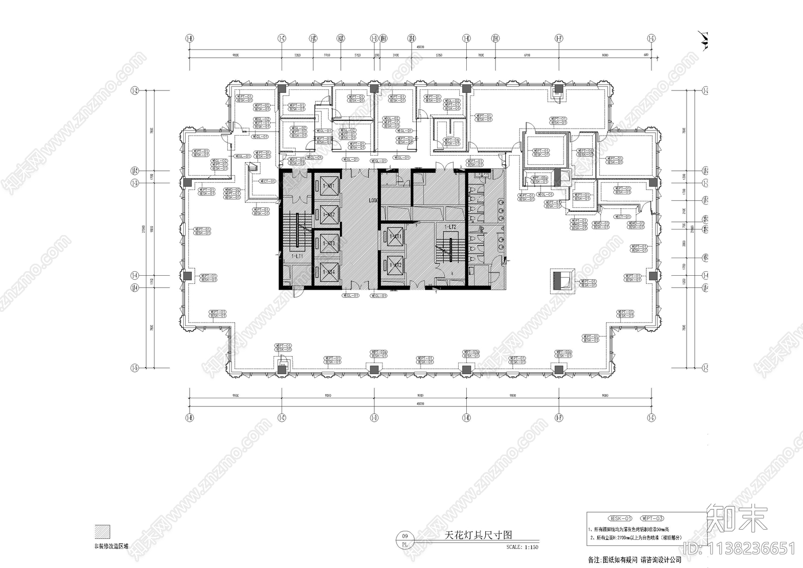 现代办公室cad施工图下载【ID:1138236651】