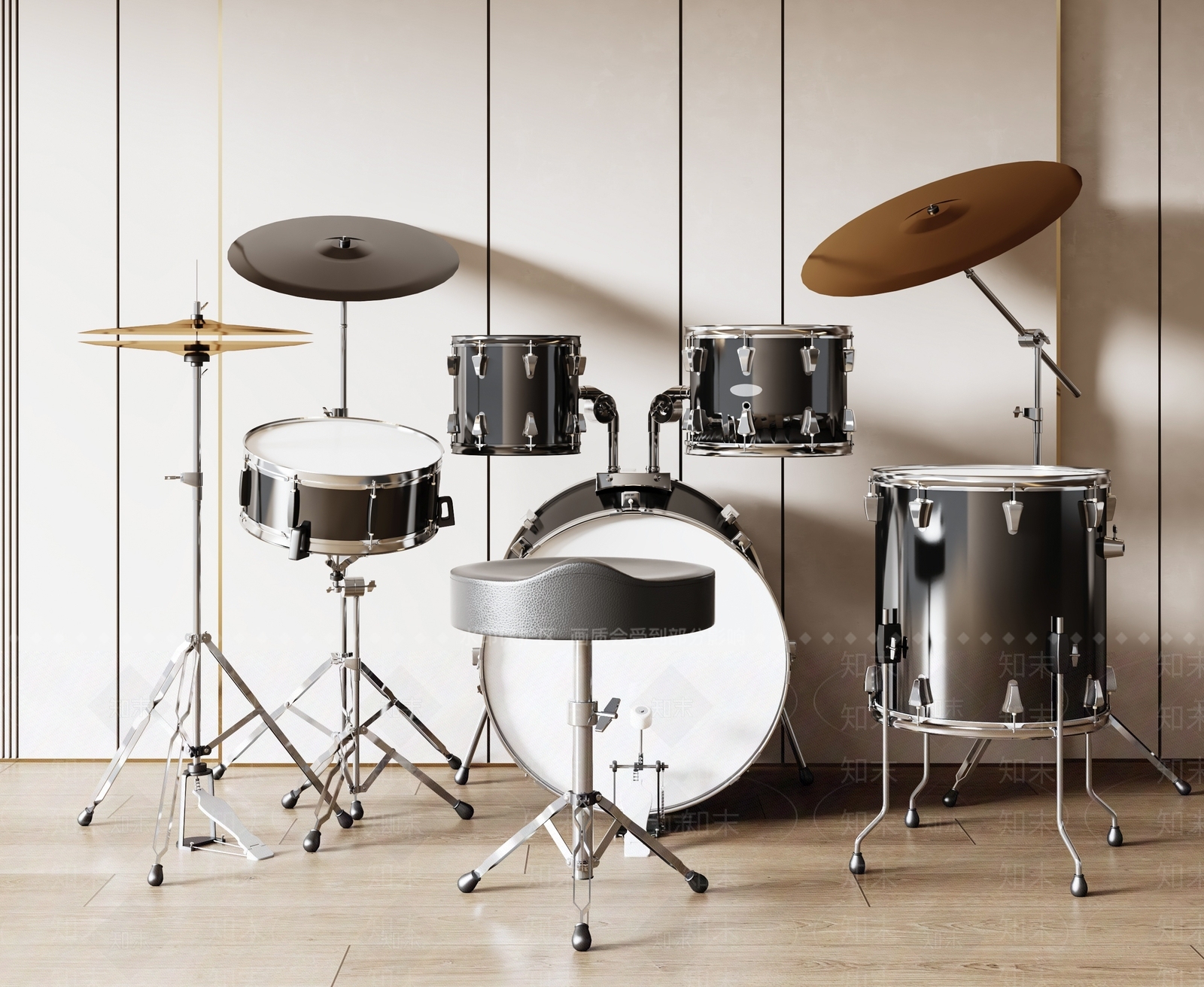 YAMAHA现代架子鼓组合3D模型下载【ID:1137191564】