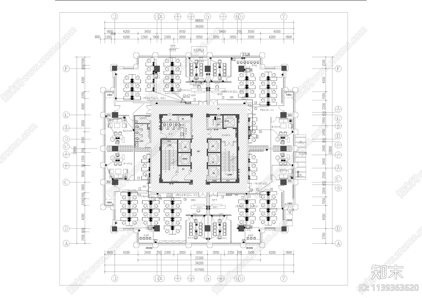 现代办公室电气施工图下载【ID:1139363620】
