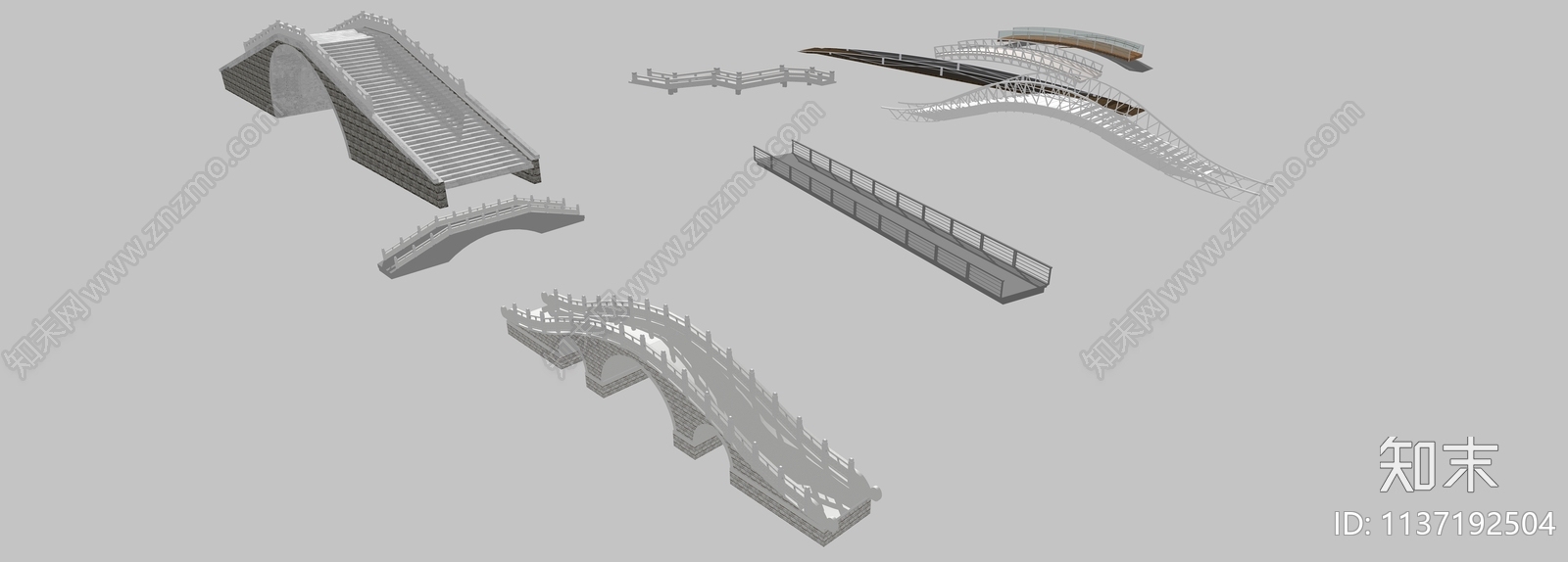 现代景观桥梁SU模型下载【ID:1137192504】