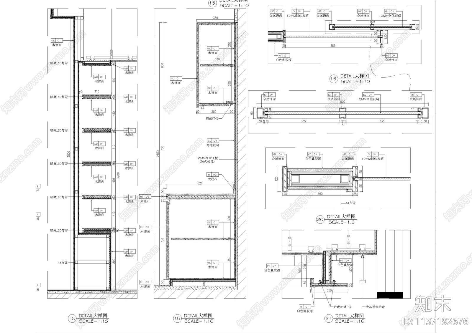 1500㎡中式办公室效果图施工图cad施工图下载【ID:1137192676】