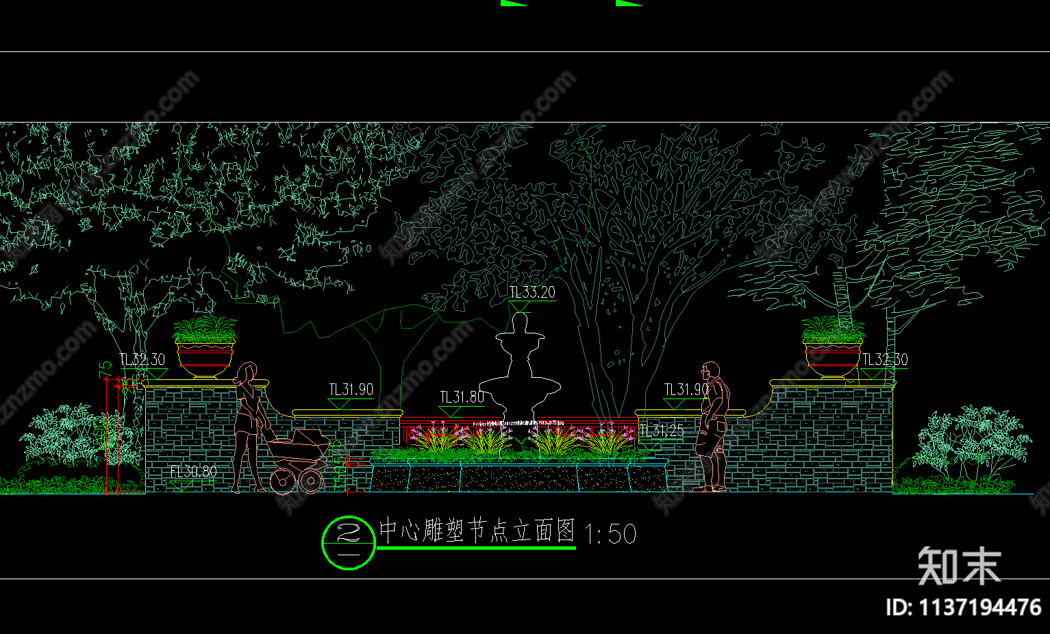 特色欧式景墙详图cad施工图下载【ID:1137194476】