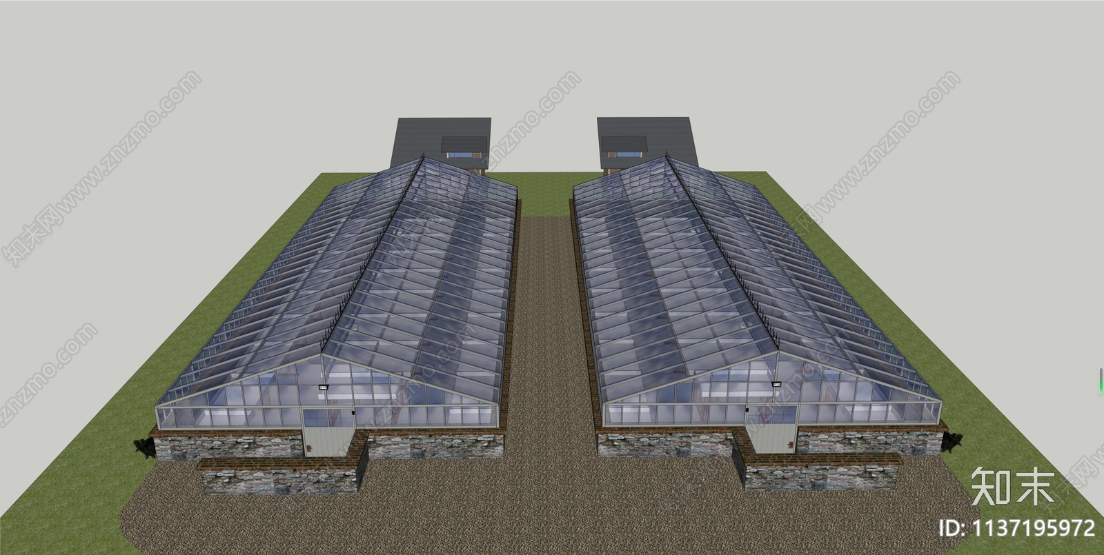现代温室大棚SU模型下载【ID:1137195972】