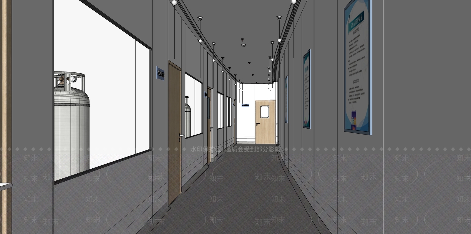 现代医疗实验室走廊SU模型下载【ID:1137196841】