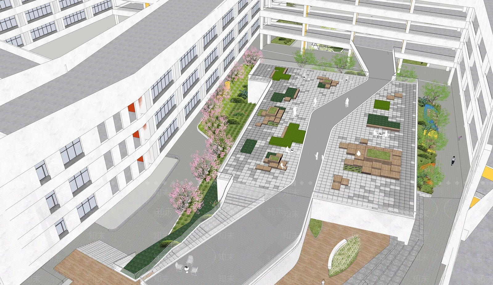 现代校园景观SU模型下载【ID:1137197162】