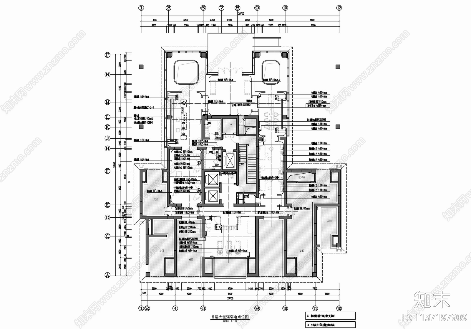 住宅楼大厅公区cad施工图下载【ID:1137197909】