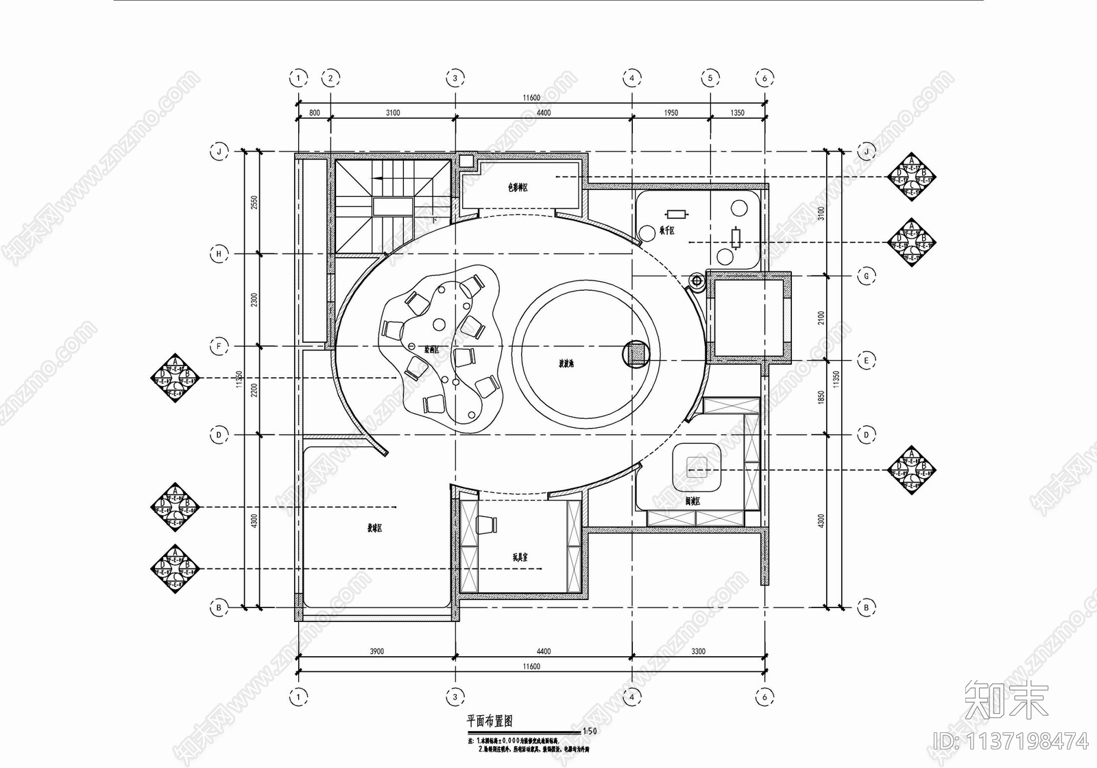 别墅家装样板间cad施工图下载【ID:1137198474】