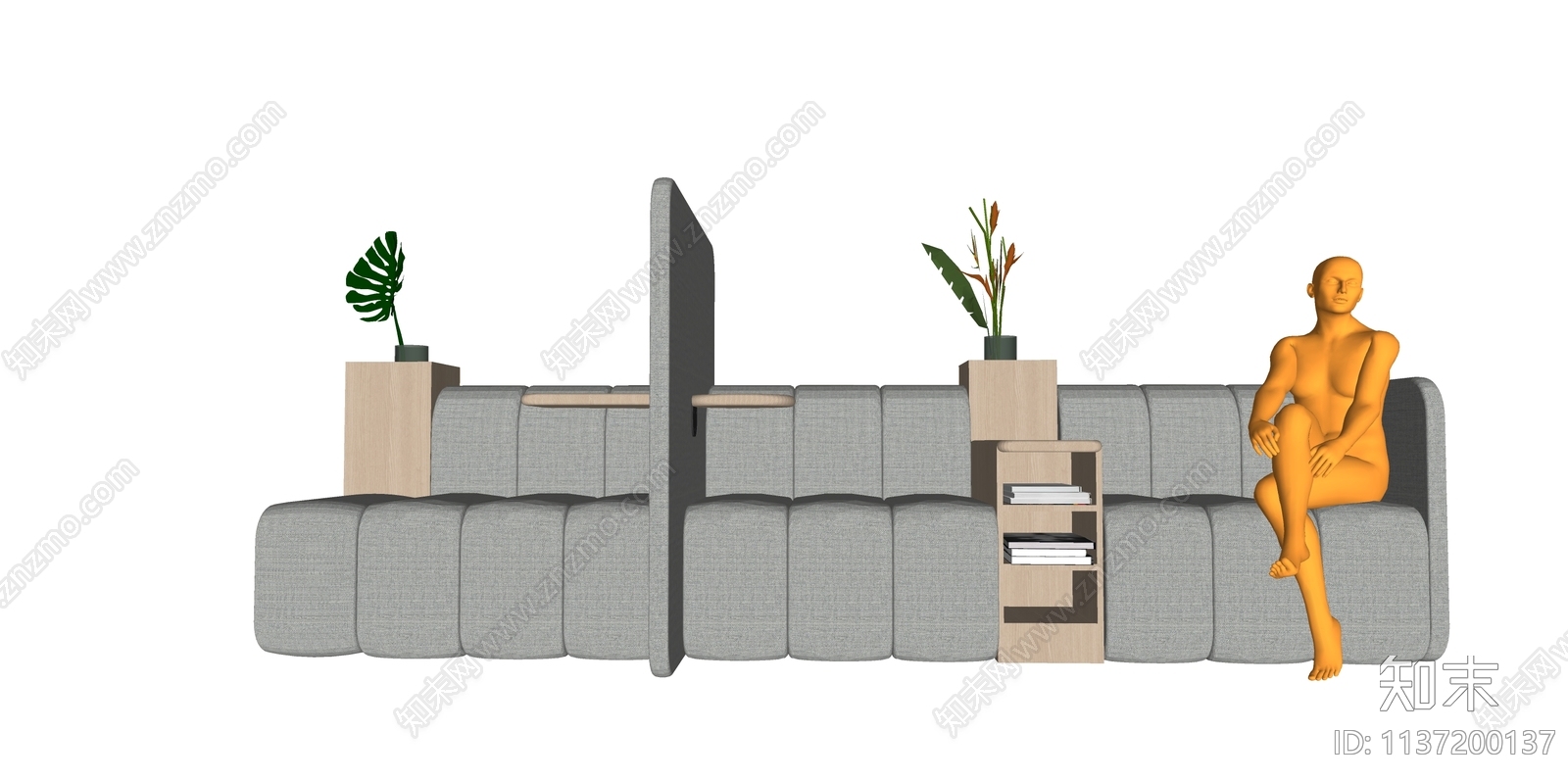 现代卡座沙发SU模型下载【ID:1137200137】