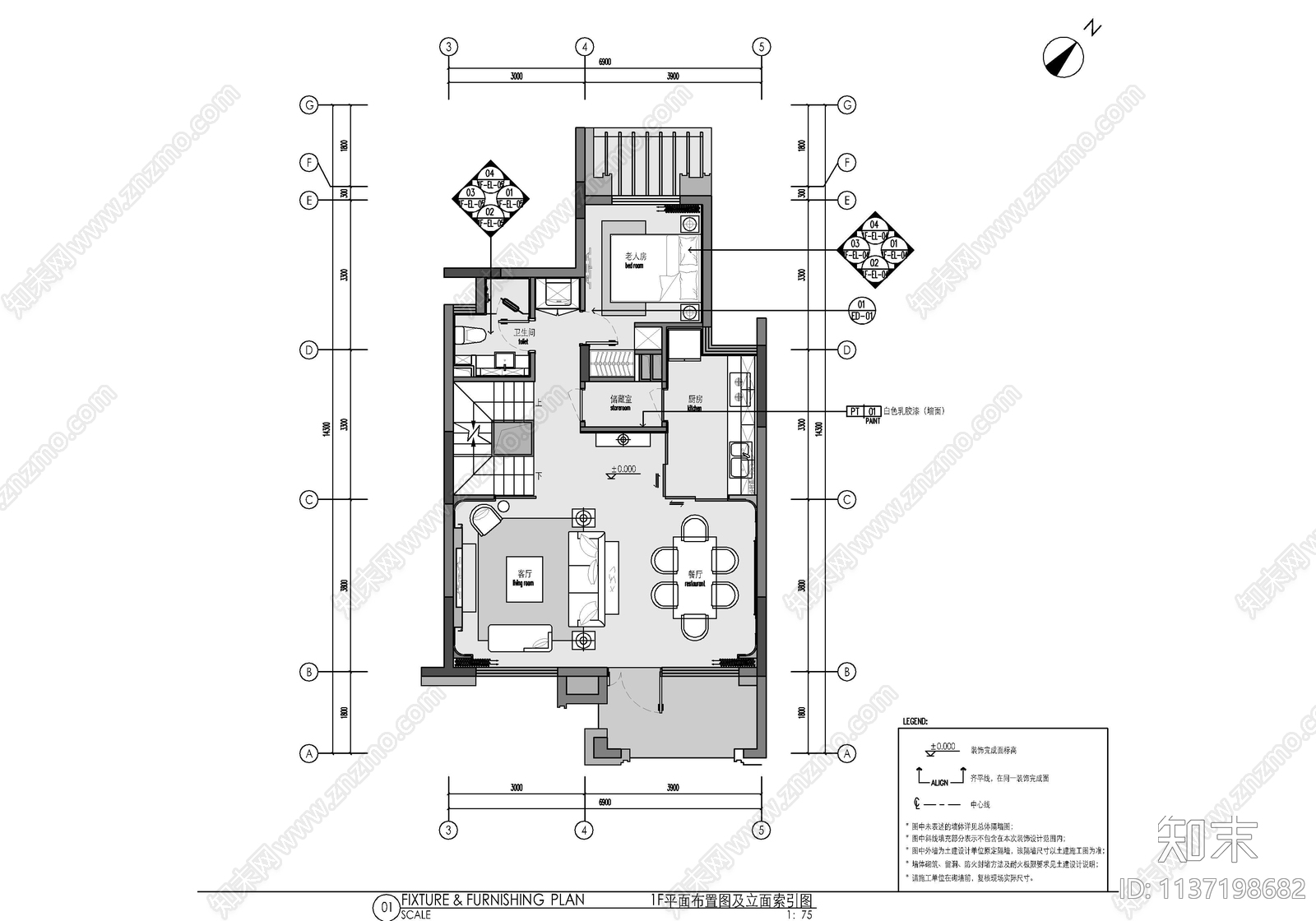 叠墅样板房室内cad施工图下载【ID:1137198682】