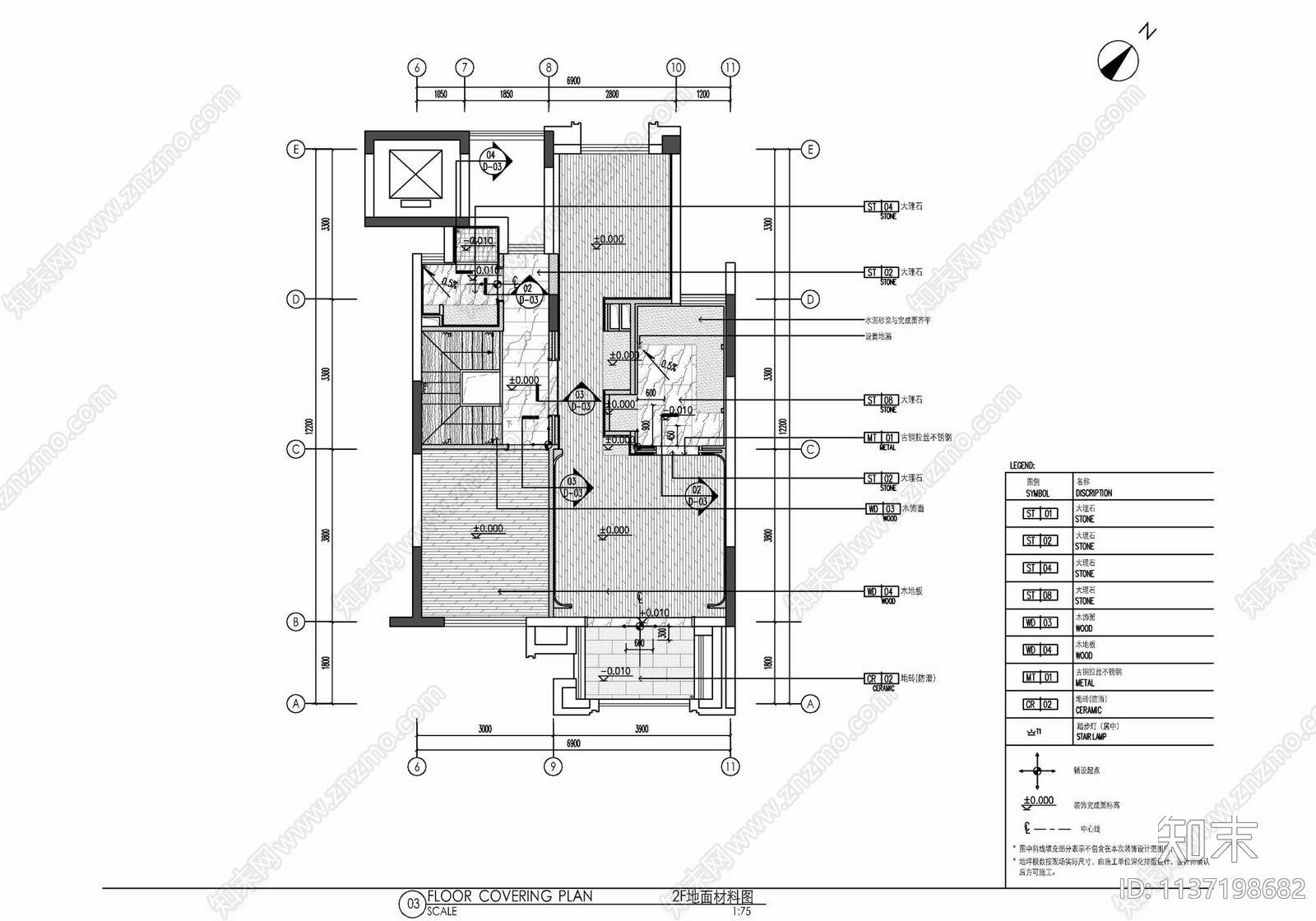 叠墅样板房室内cad施工图下载【ID:1137198682】