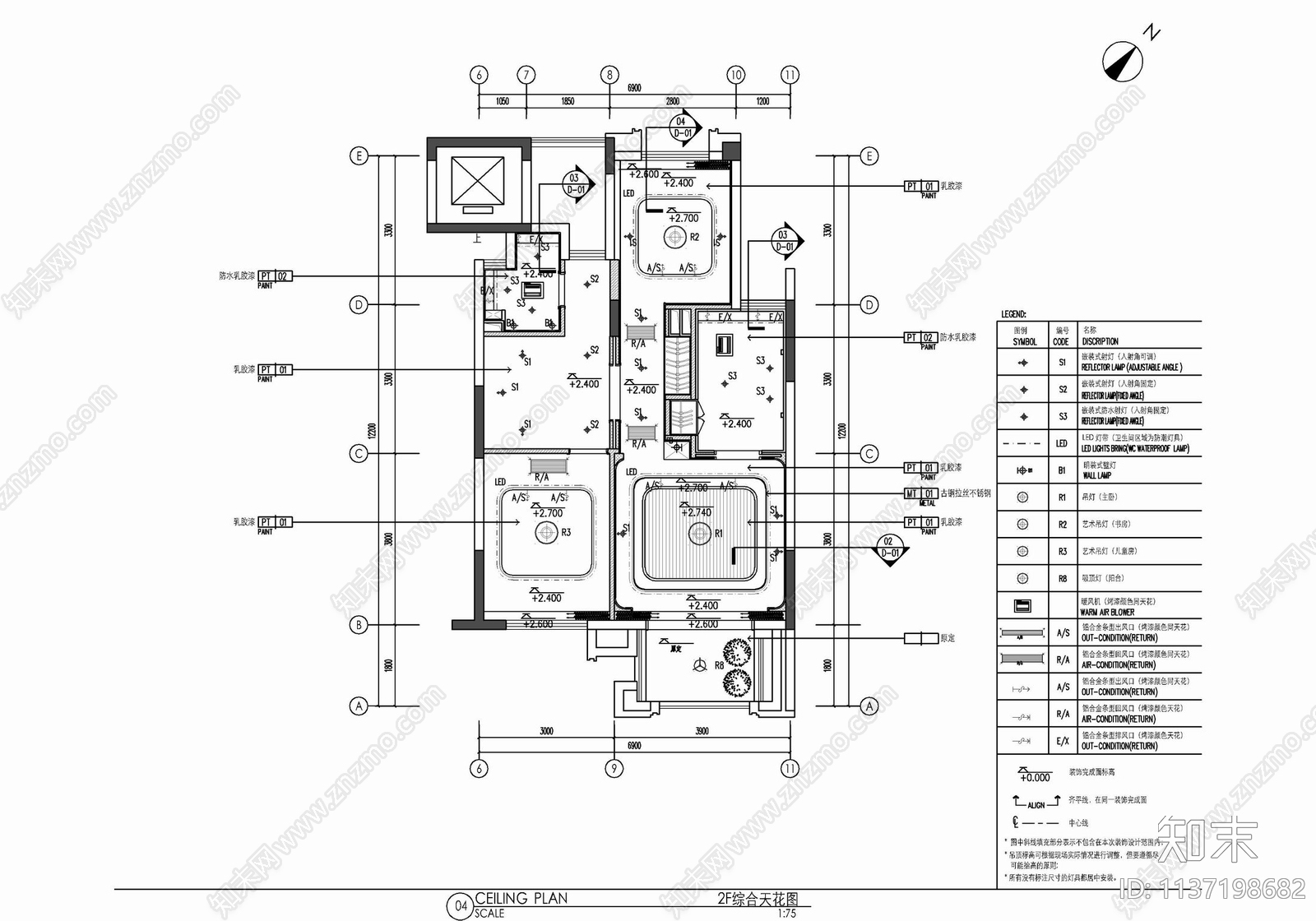 叠墅样板房室内cad施工图下载【ID:1137198682】