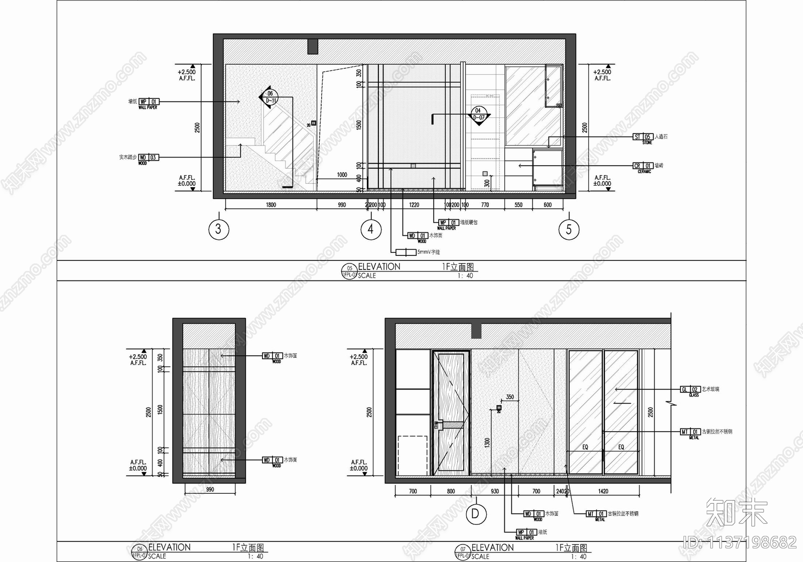 叠墅样板房室内cad施工图下载【ID:1137198682】