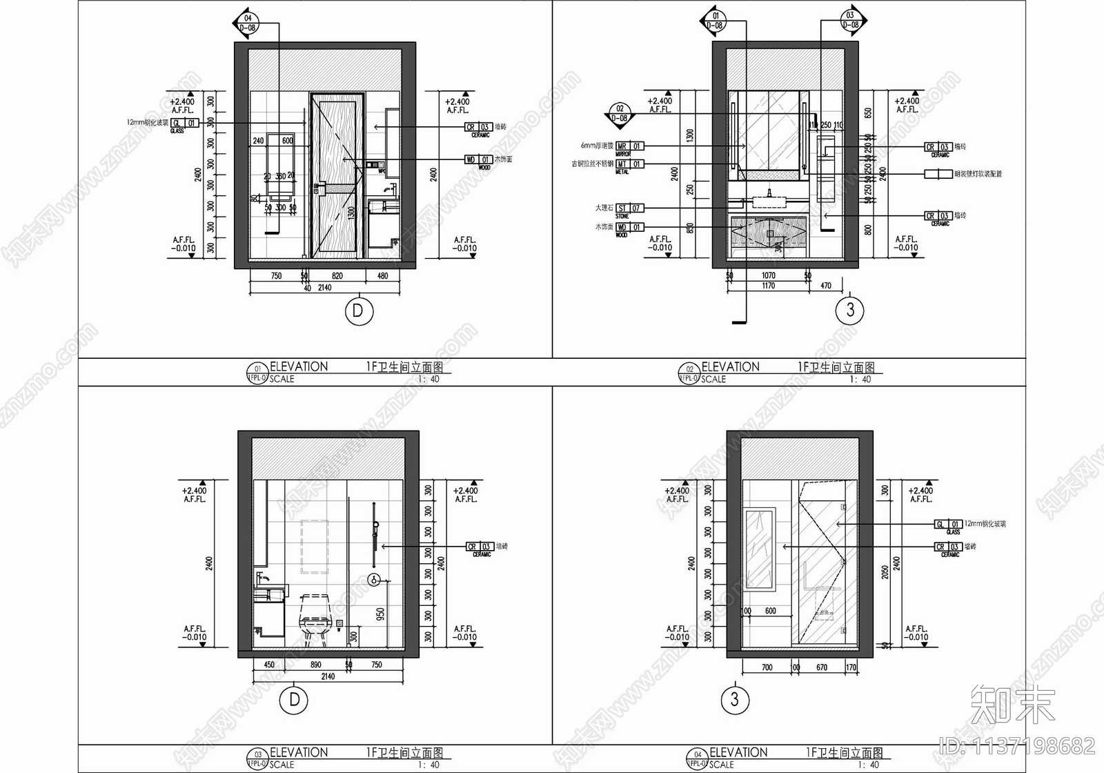 叠墅样板房室内cad施工图下载【ID:1137198682】