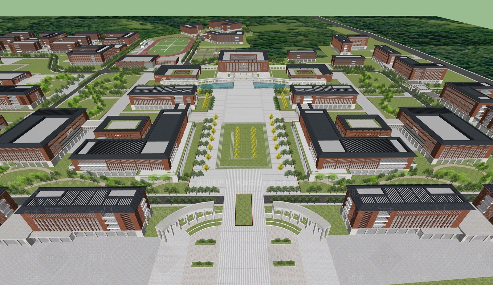现代校园景观SU模型下载【ID:1137200335】