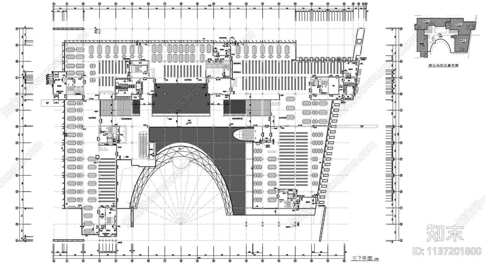 某八层图书馆建筑cad施工图下载【ID:1137201800】