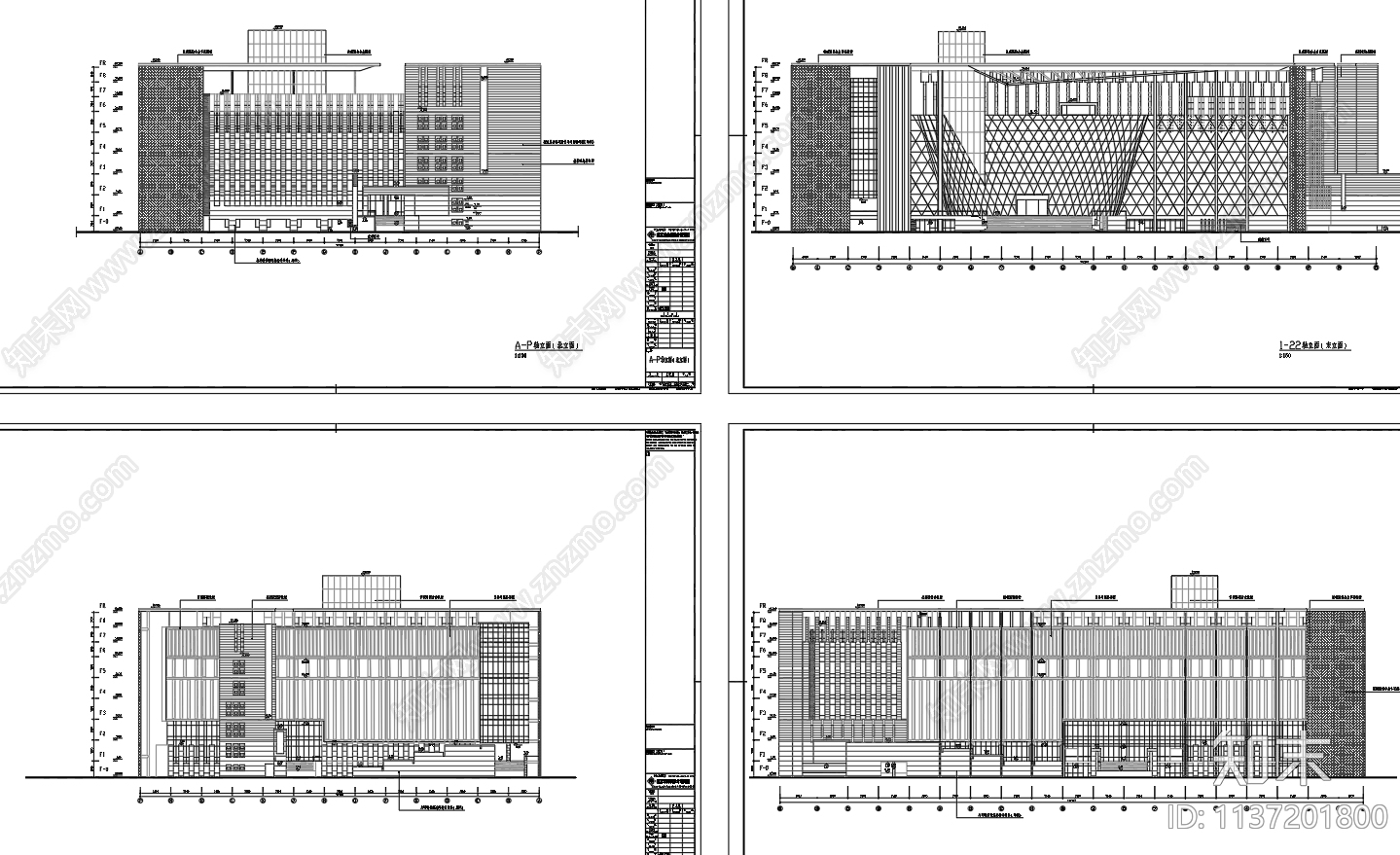 某八层图书馆建筑cad施工图下载【ID:1137201800】
