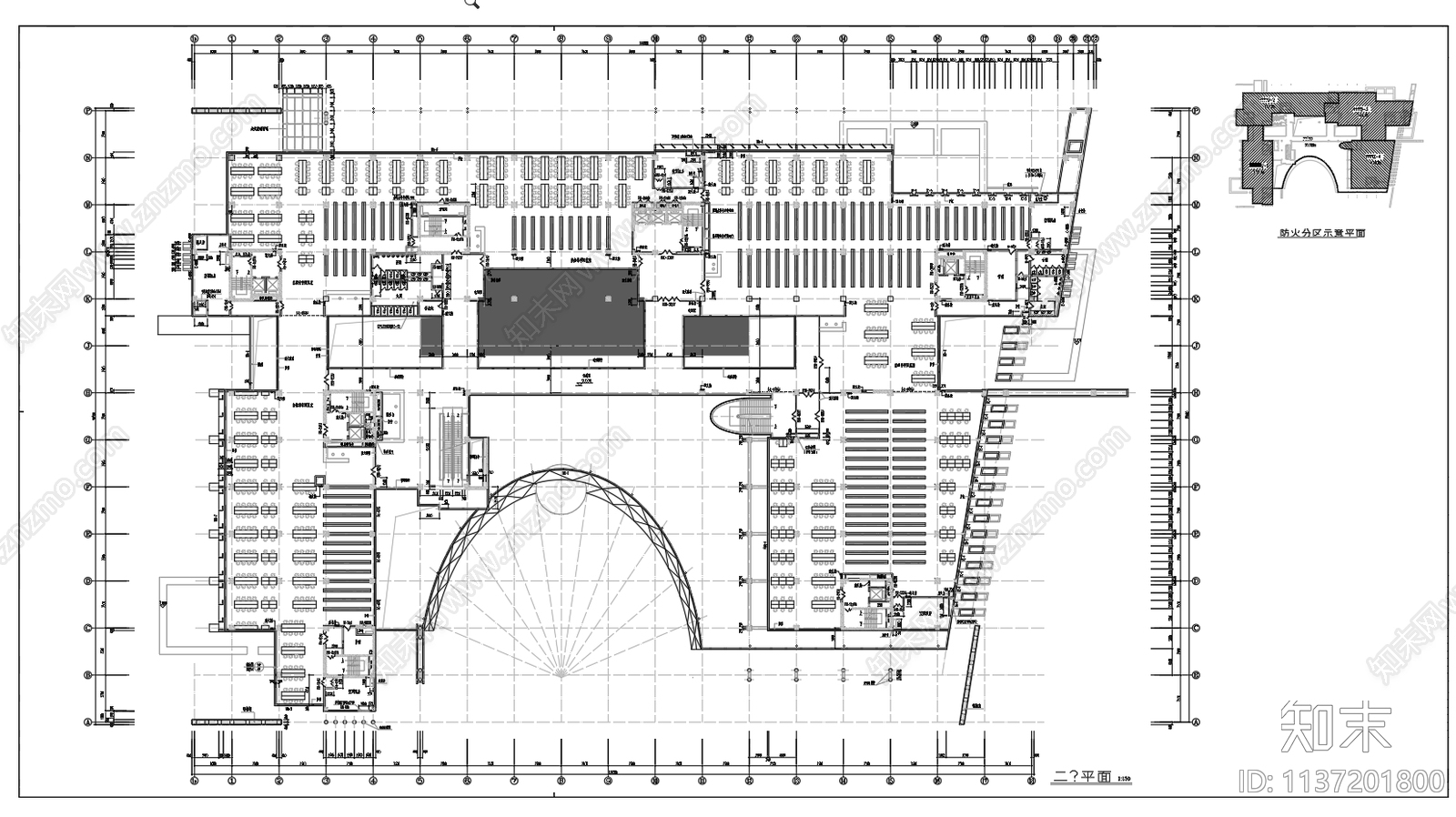 某八层图书馆建筑cad施工图下载【ID:1137201800】