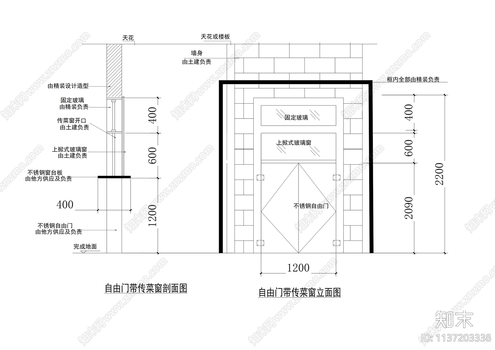 厨房传菜口施工图下载【ID:1137203338】