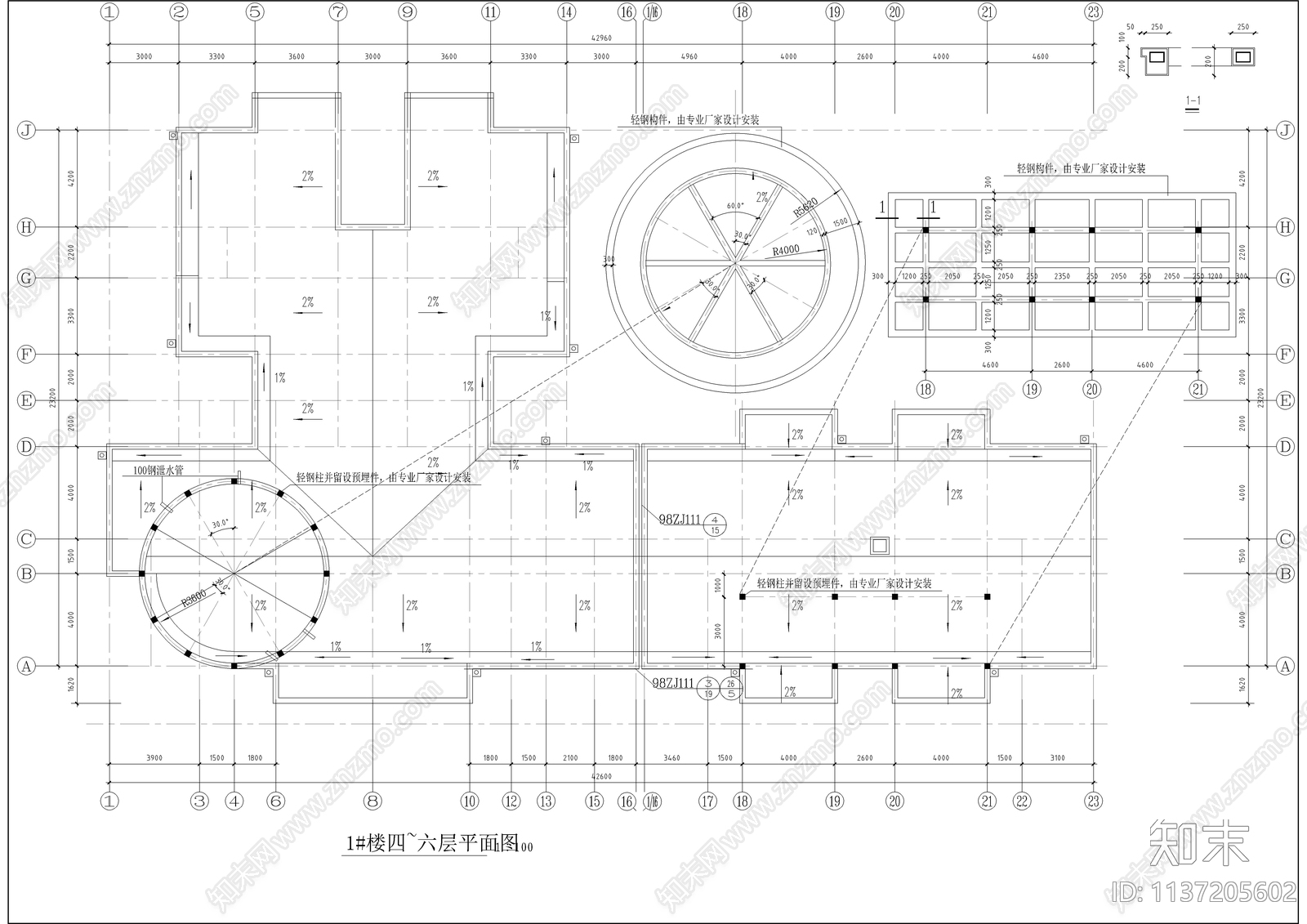 转角处商住楼建筑cad施工图下载【ID:1137205602】