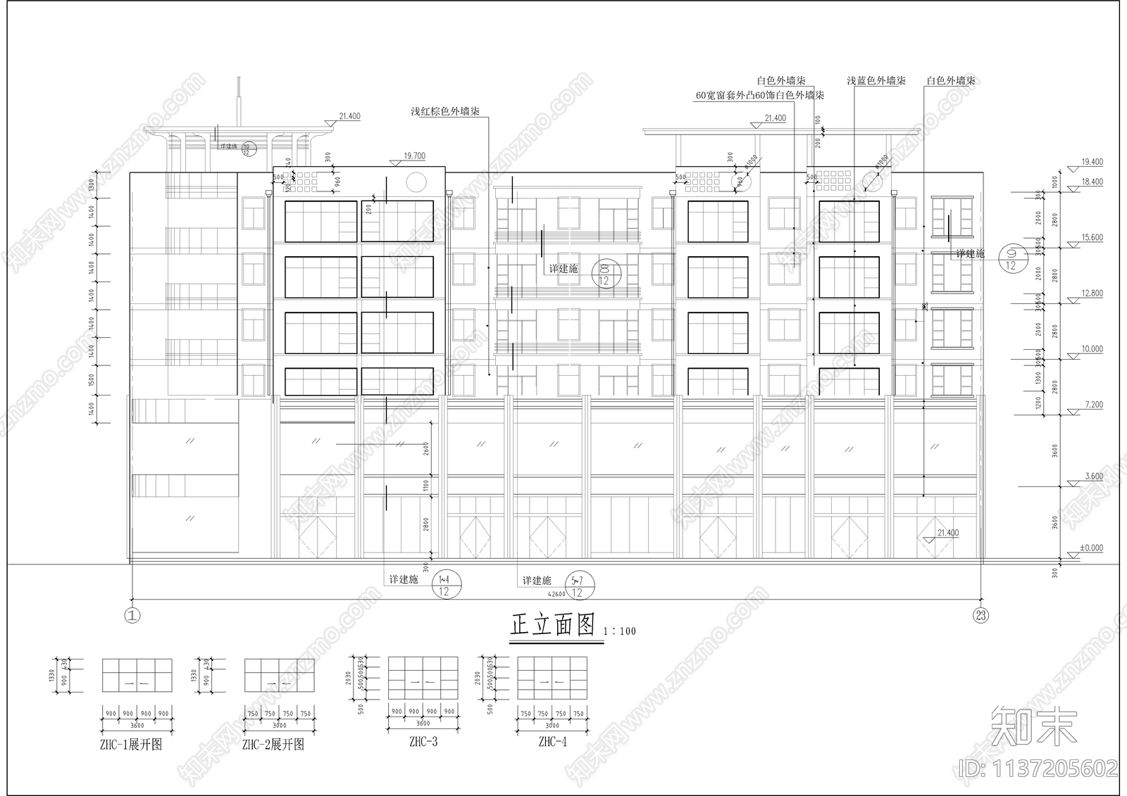 转角处商住楼建筑cad施工图下载【ID:1137205602】