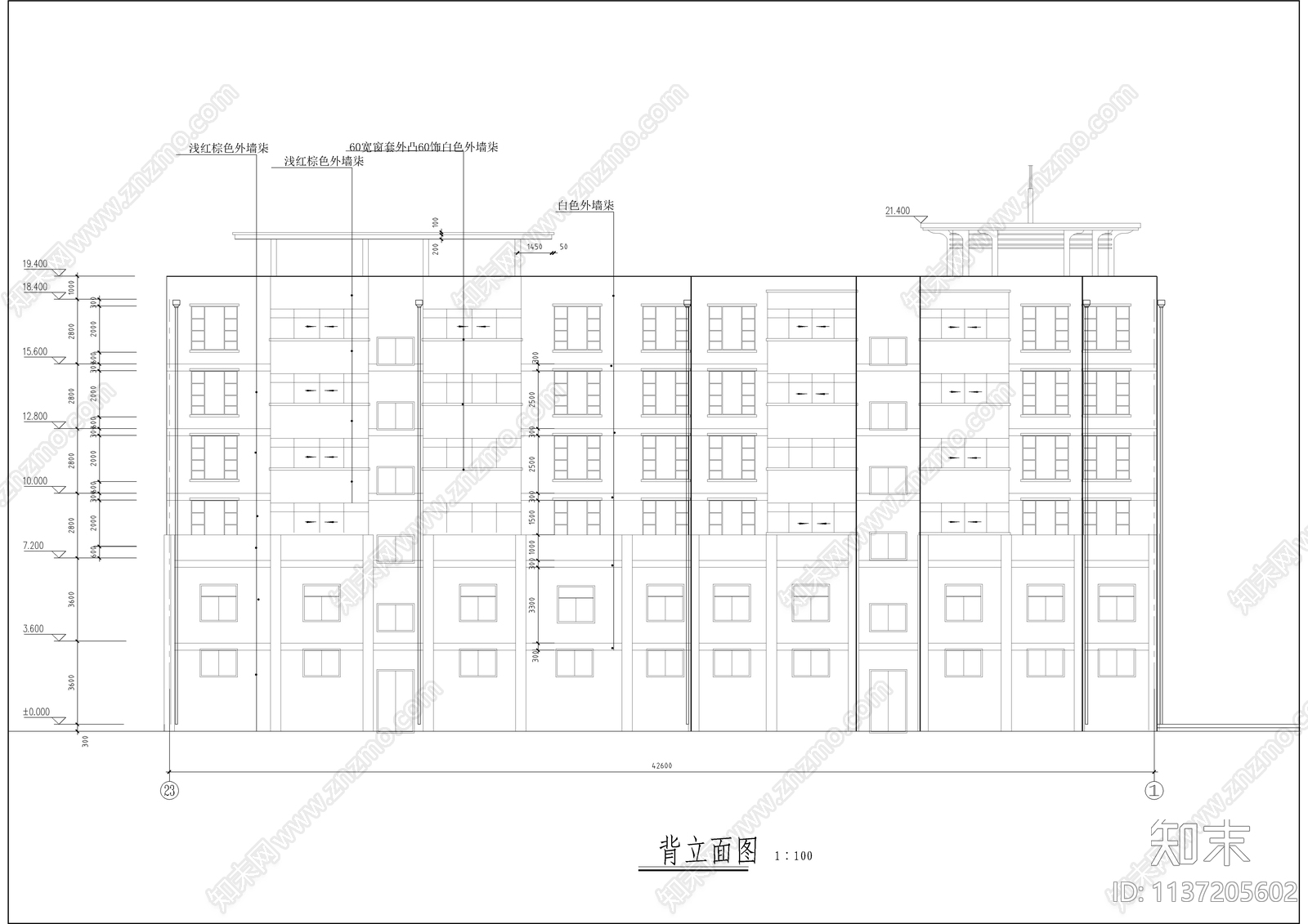 转角处商住楼建筑cad施工图下载【ID:1137205602】