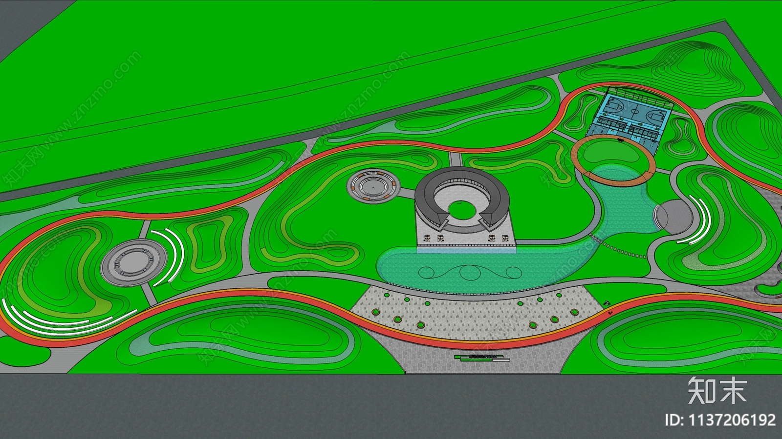 现代景观公园SU模型下载【ID:1137206192】