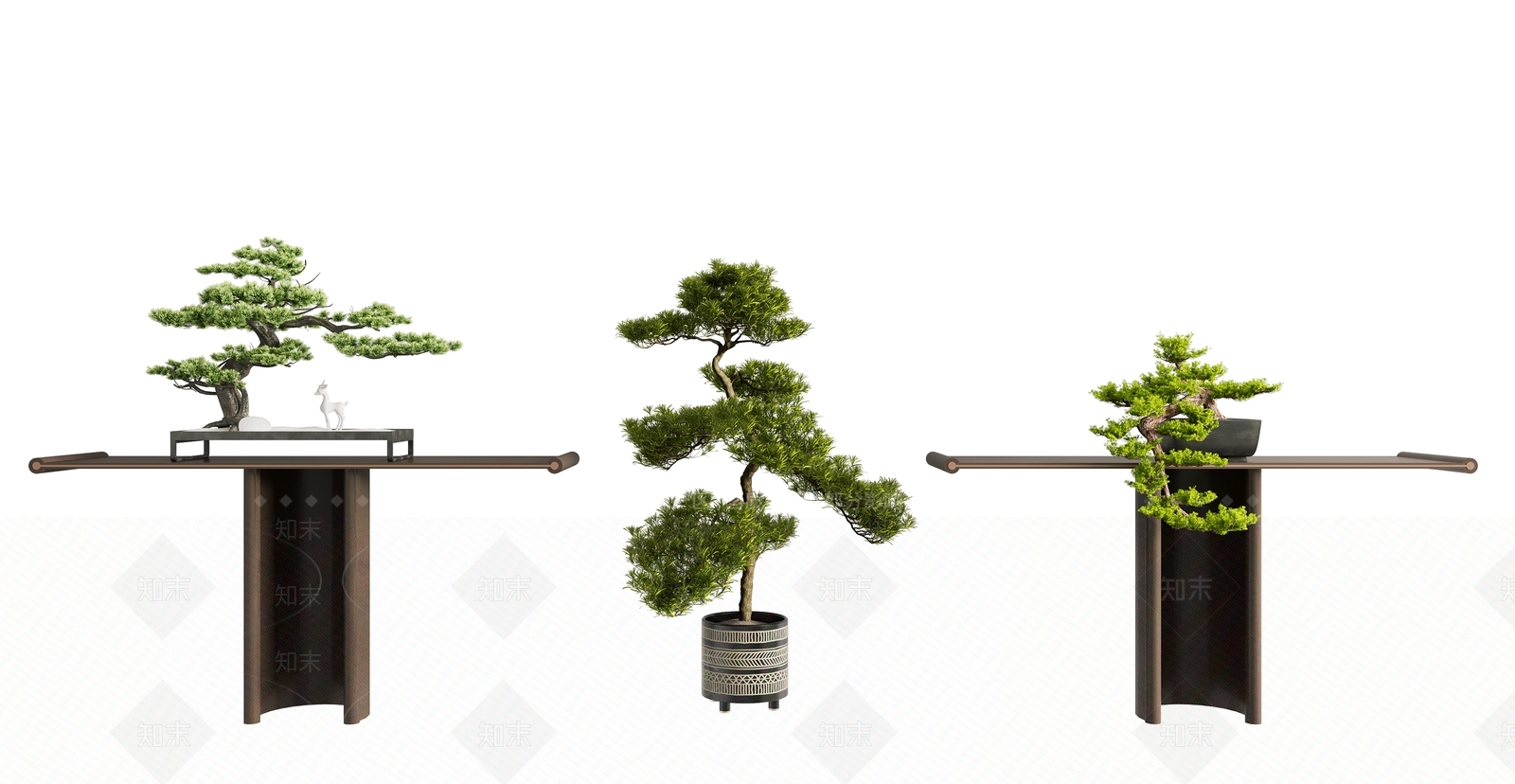 新中式绿植盆景3D模型下载【ID:1137207587】