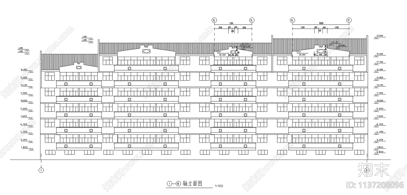 7层住宅建筑cad施工图下载【ID:1137208096】