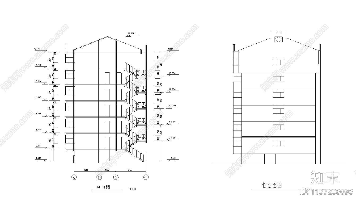 7层住宅建筑cad施工图下载【ID:1137208096】