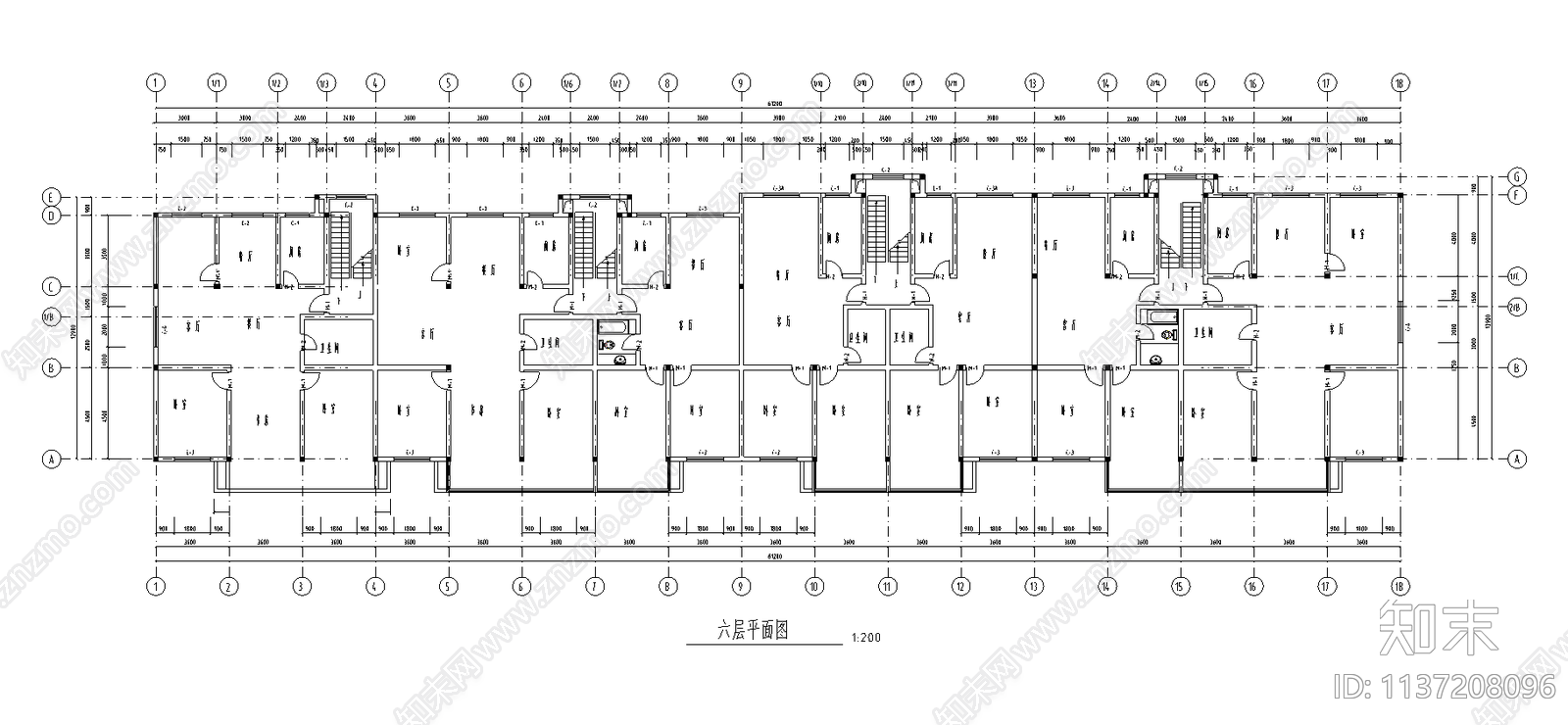 7层住宅建筑cad施工图下载【ID:1137208096】