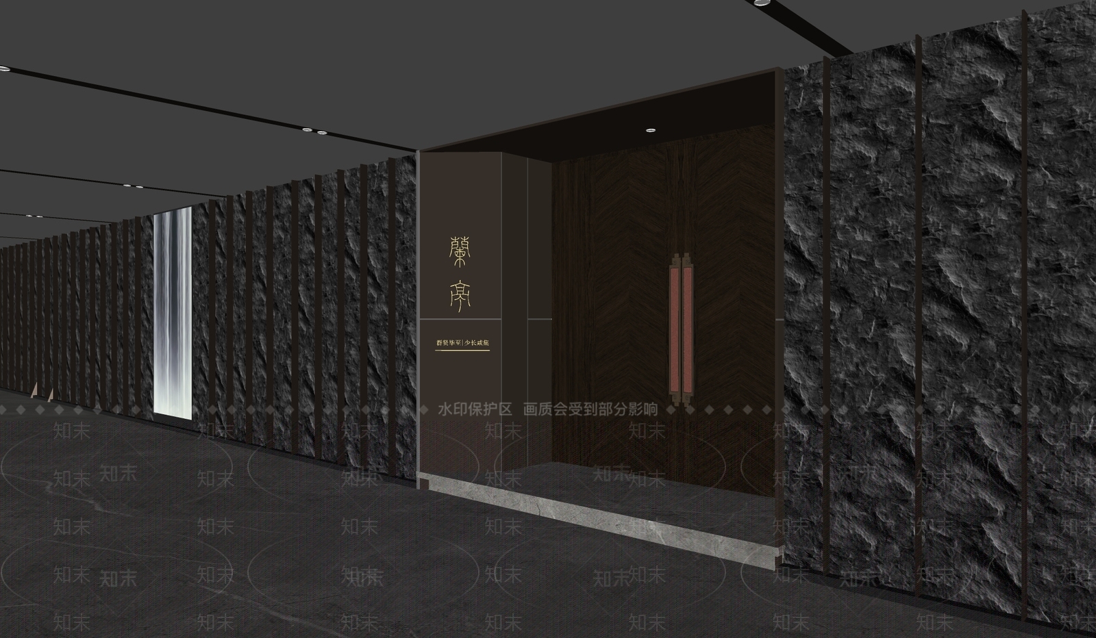 新中式酒店玄关过道SU模型下载【ID:1137208314】