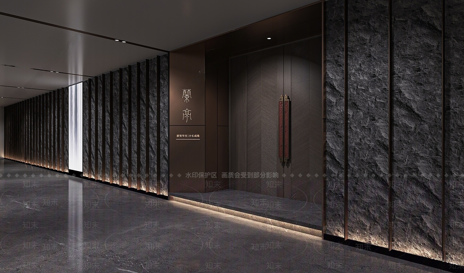 新中式酒店玄关过道SU模型下载【ID:1137208314】