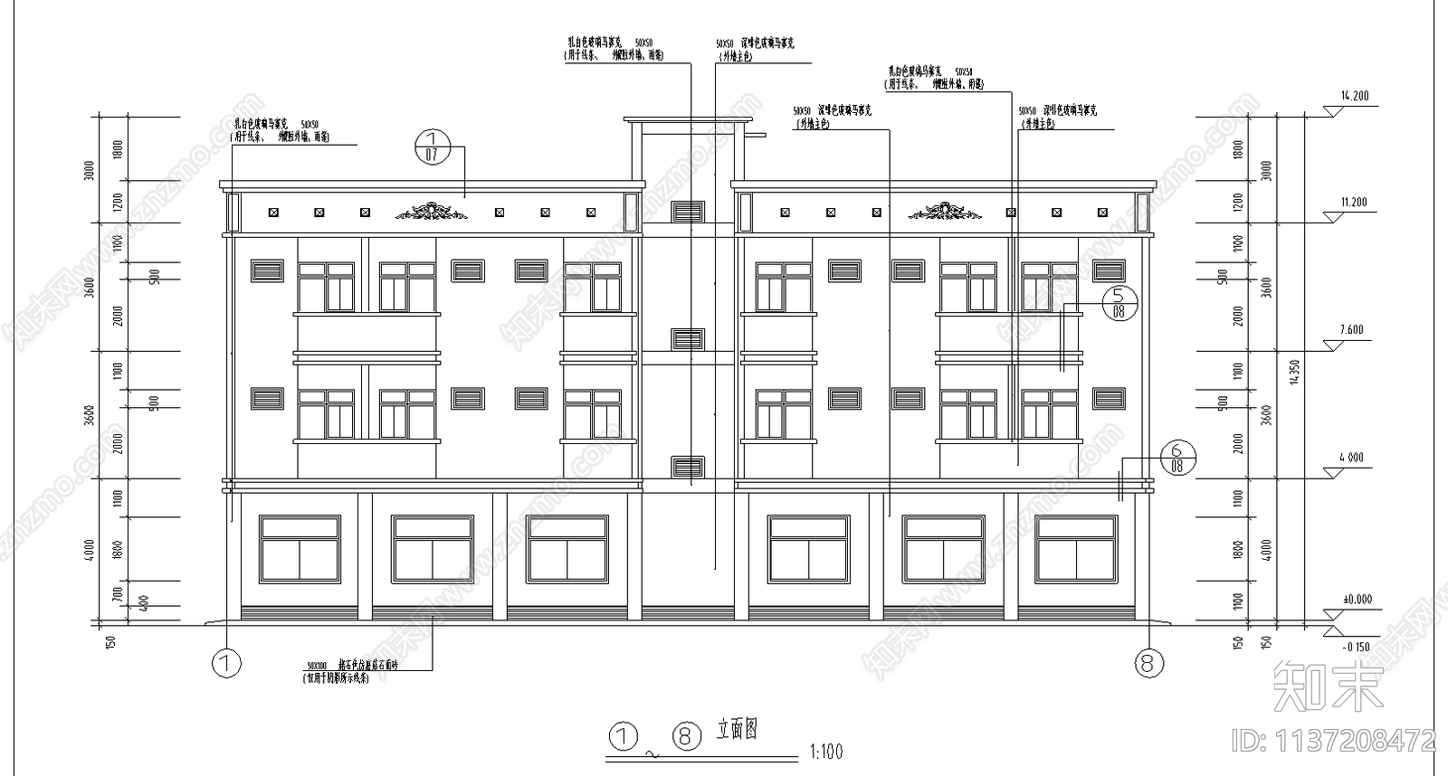 多层宿舍楼建筑cad施工图下载【ID:1137208472】