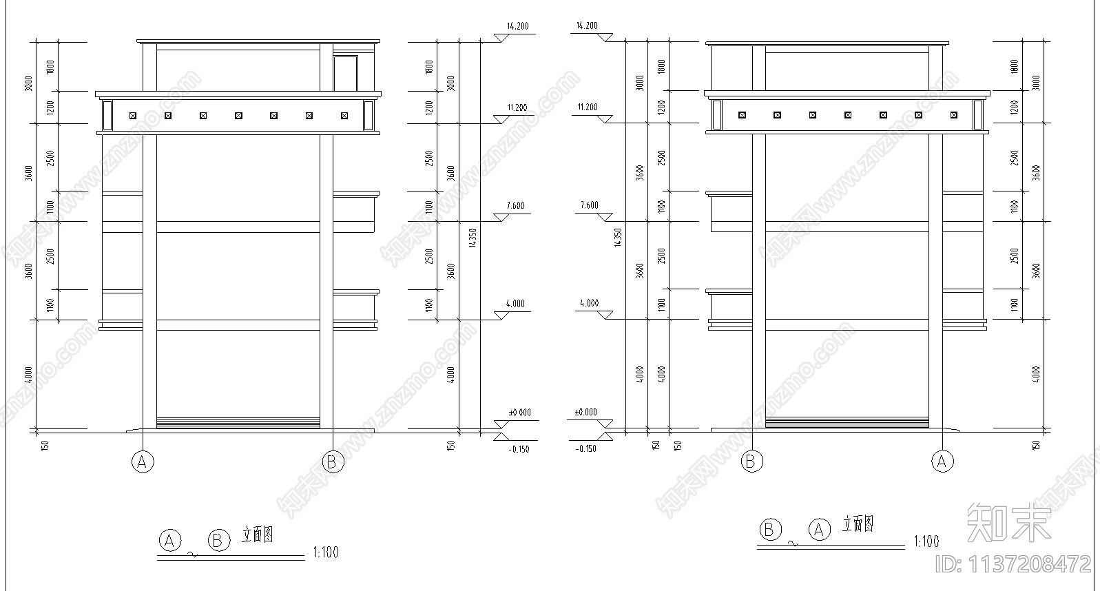 多层宿舍楼建筑cad施工图下载【ID:1137208472】