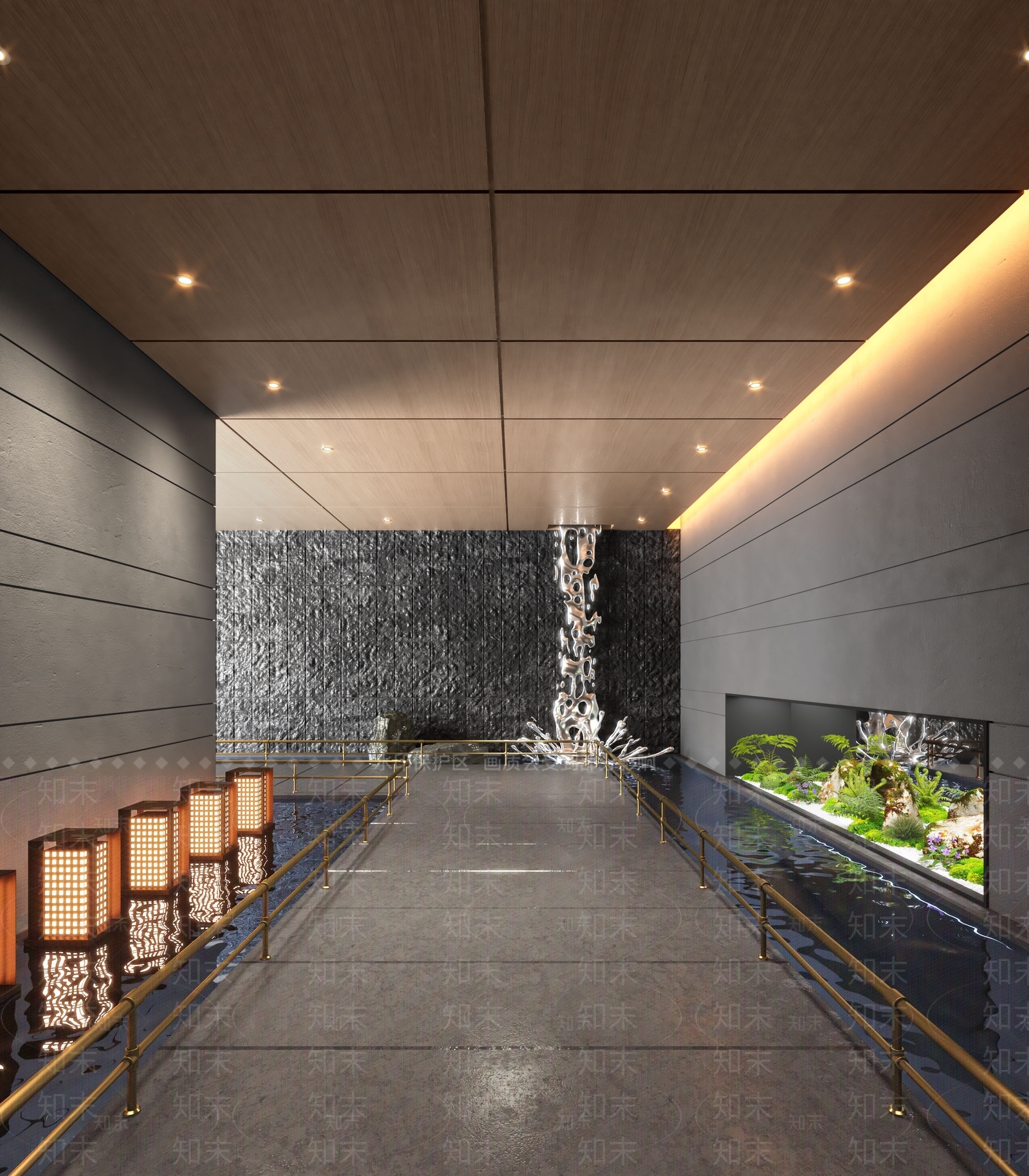 新中式酒店玄关过道SU模型下载【ID:1137208683】
