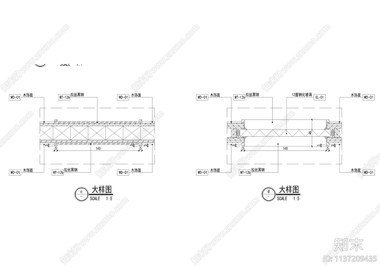 门剖面大样图cad施工图下载【ID:1137209435】