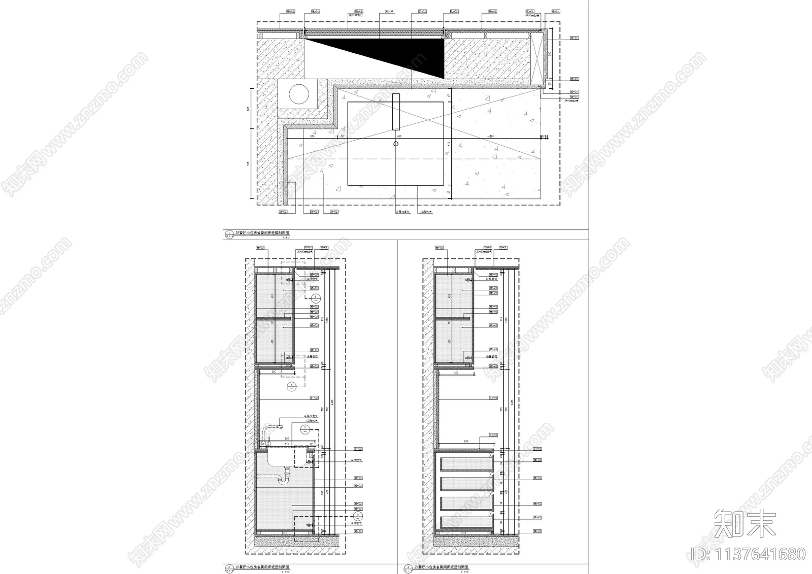 墙身衣柜柜体剖面大样施工图下载【ID:1137641680】