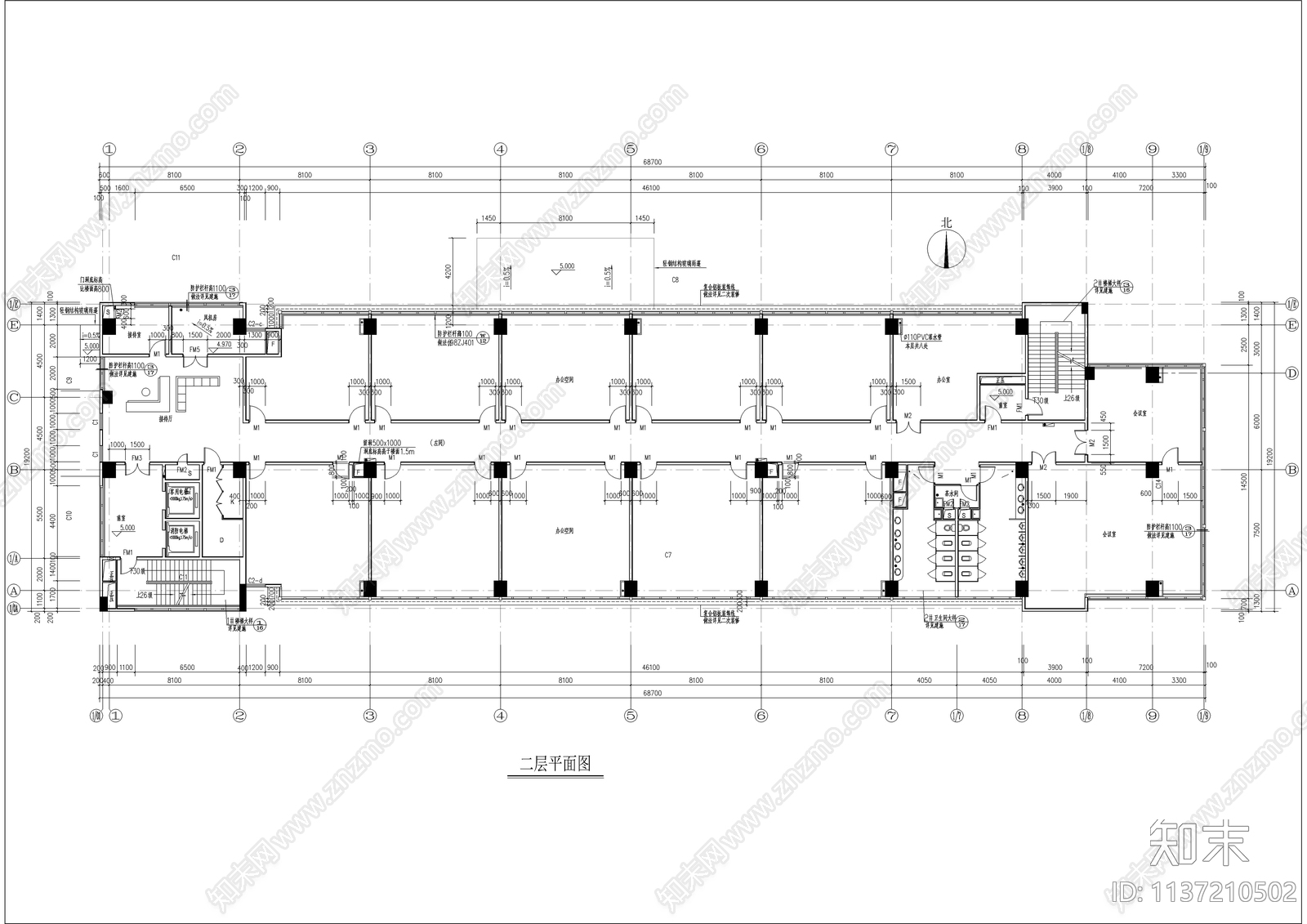 整套研发办公楼建筑图cad施工图下载【ID:1137210502】