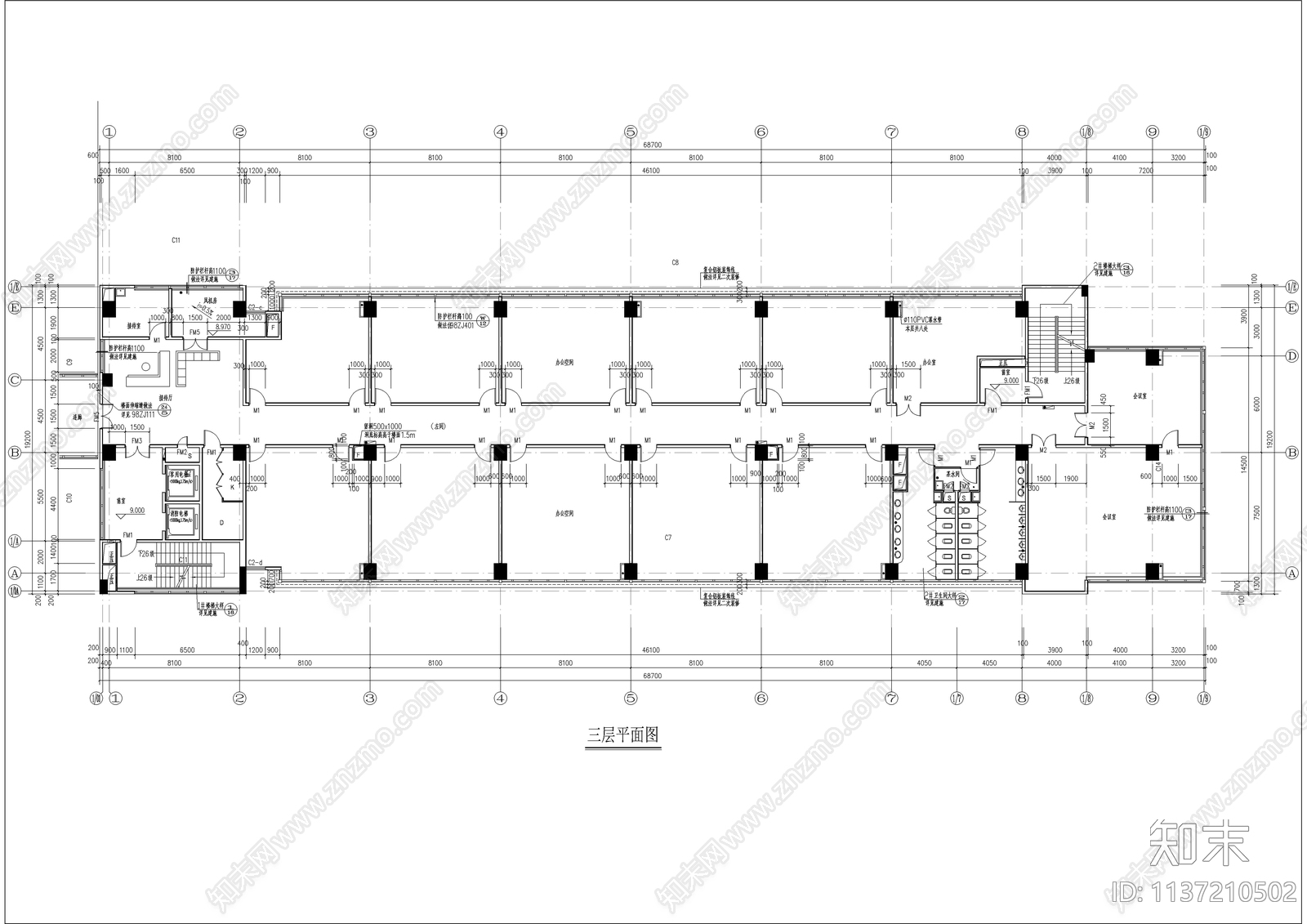 整套研发办公楼建筑图cad施工图下载【ID:1137210502】