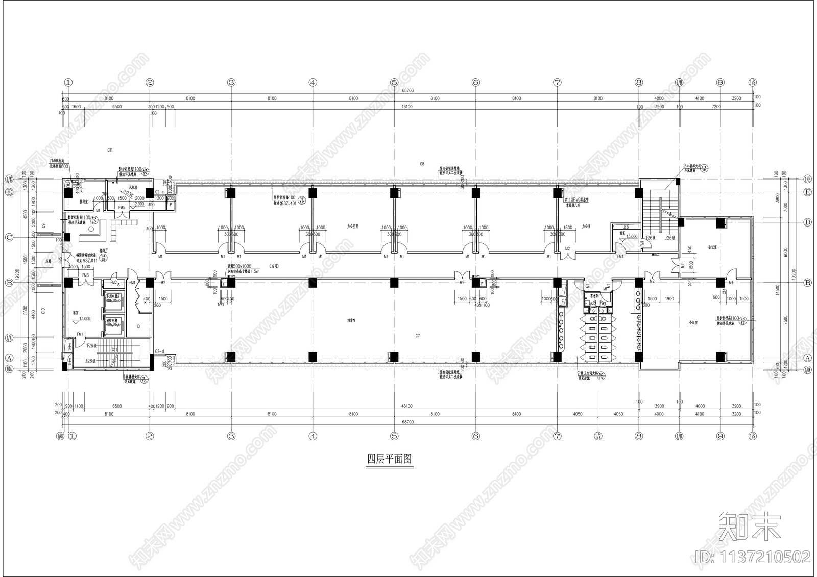 整套研发办公楼建筑图cad施工图下载【ID:1137210502】