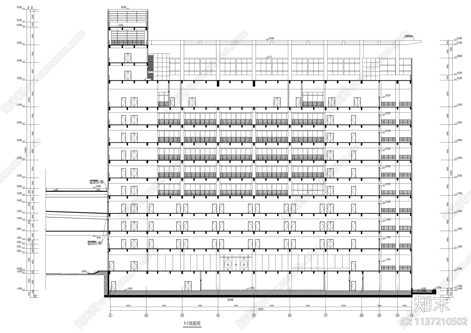 整套研发办公楼建筑图cad施工图下载【ID:1137210502】