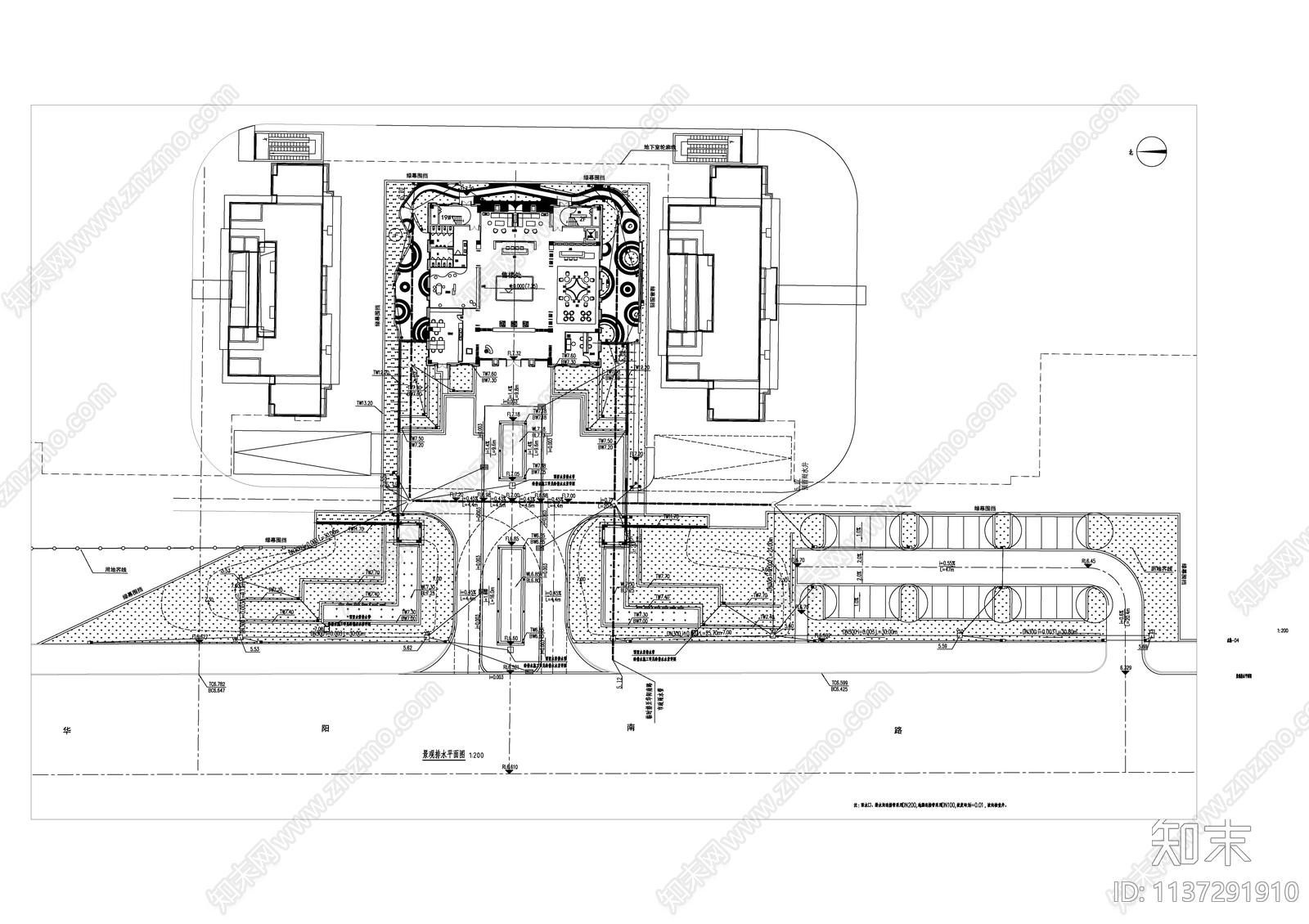 景观大区给排水cad施工图下载【ID:1137291910】