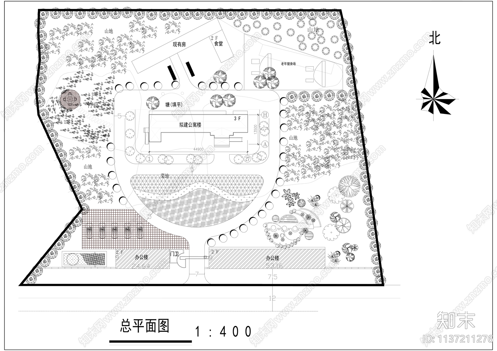 敬老院平立剖及总平面施工图下载【ID:1137211276】