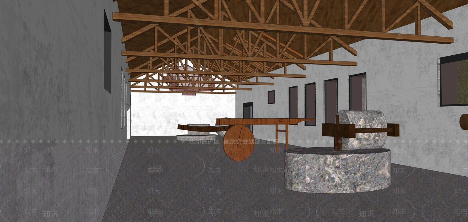新中式博物馆建筑SU模型下载【ID:1137213803】