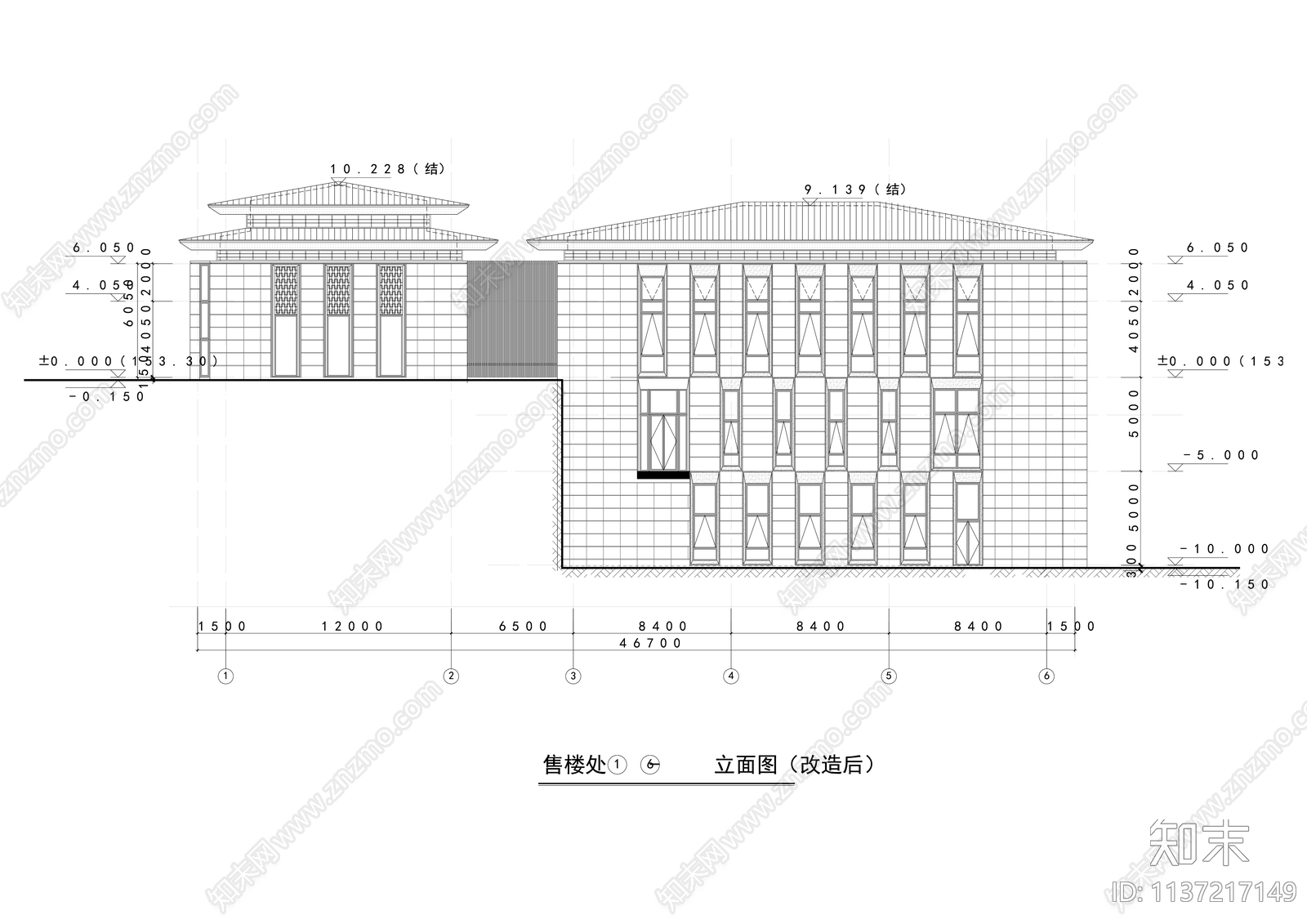 售楼处建筑cad施工图下载【ID:1137217149】