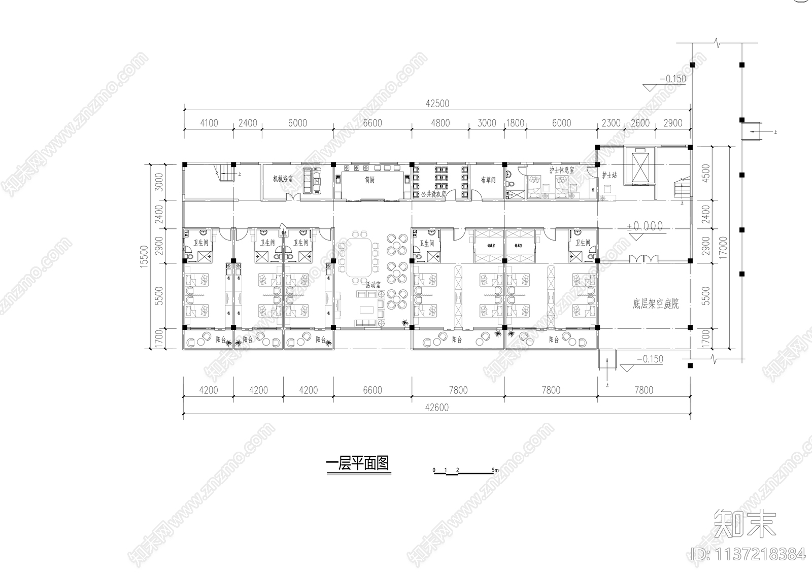 老年公寓总图平立剖全套施工图下载【ID:1137218384】