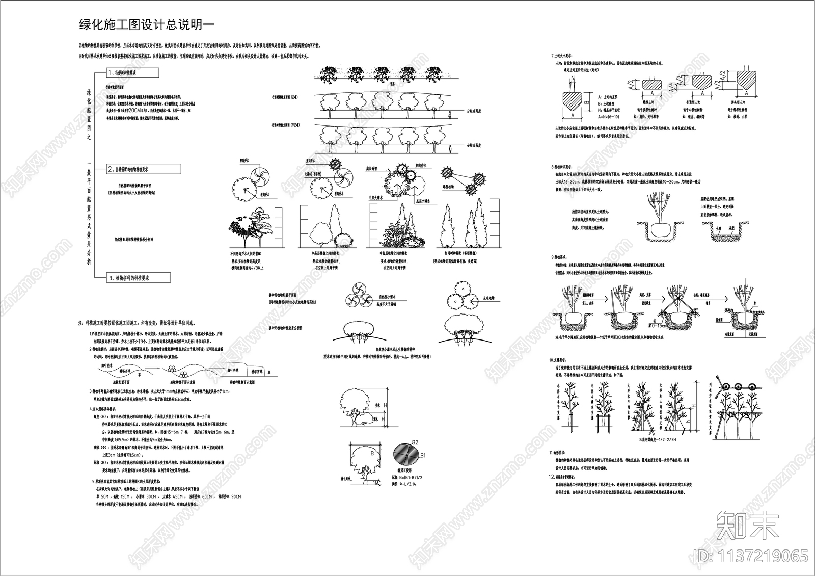 示范区绿化设计说明cad施工图下载【ID:1137219065】