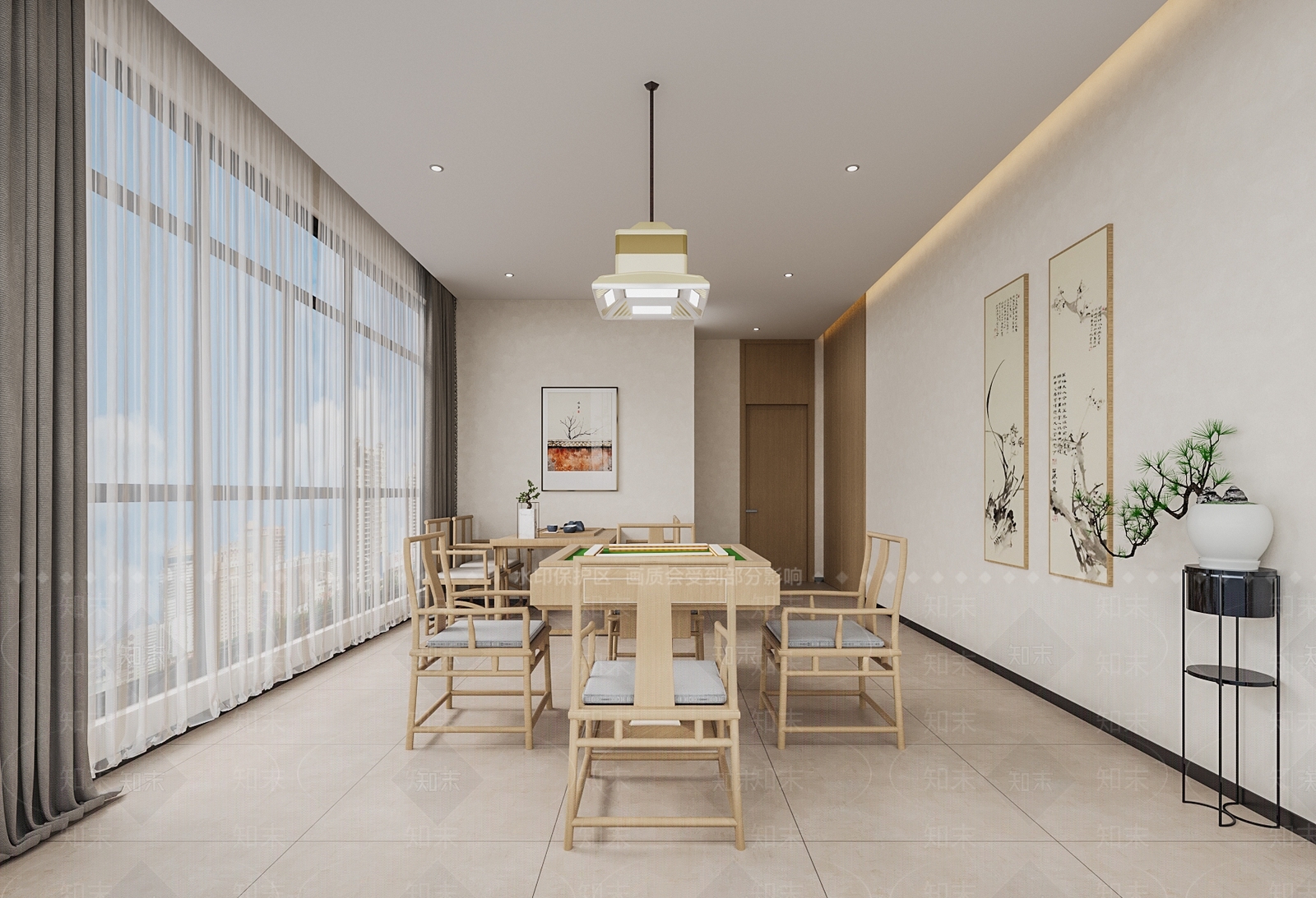 日式棋牌室SU模型下载【ID:1137223722】